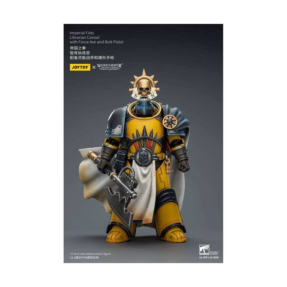 Joytoy - Warhammer - Imperial Fists - Librarian Consul with Force Axe and Bolt Pistol 1/18