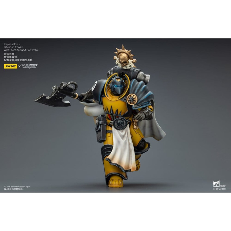 Joytoy - Warhammer - Imperial Fists - Librarian Consul with Force Axe and Bolt Pistol 1/18