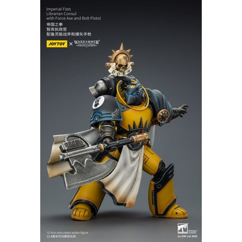 Joytoy - Warhammer - Imperial Fists - Librarian Consul with Force Axe and Bolt Pistol 1/18