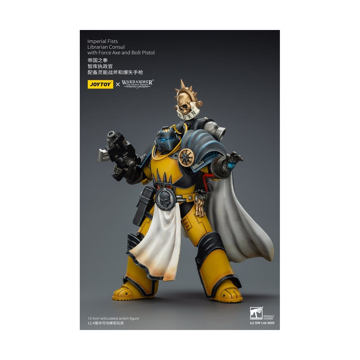 Joytoy - Warhammer - Imperial Fists - Librarian Consul with Force Axe and Bolt Pistol 1/18