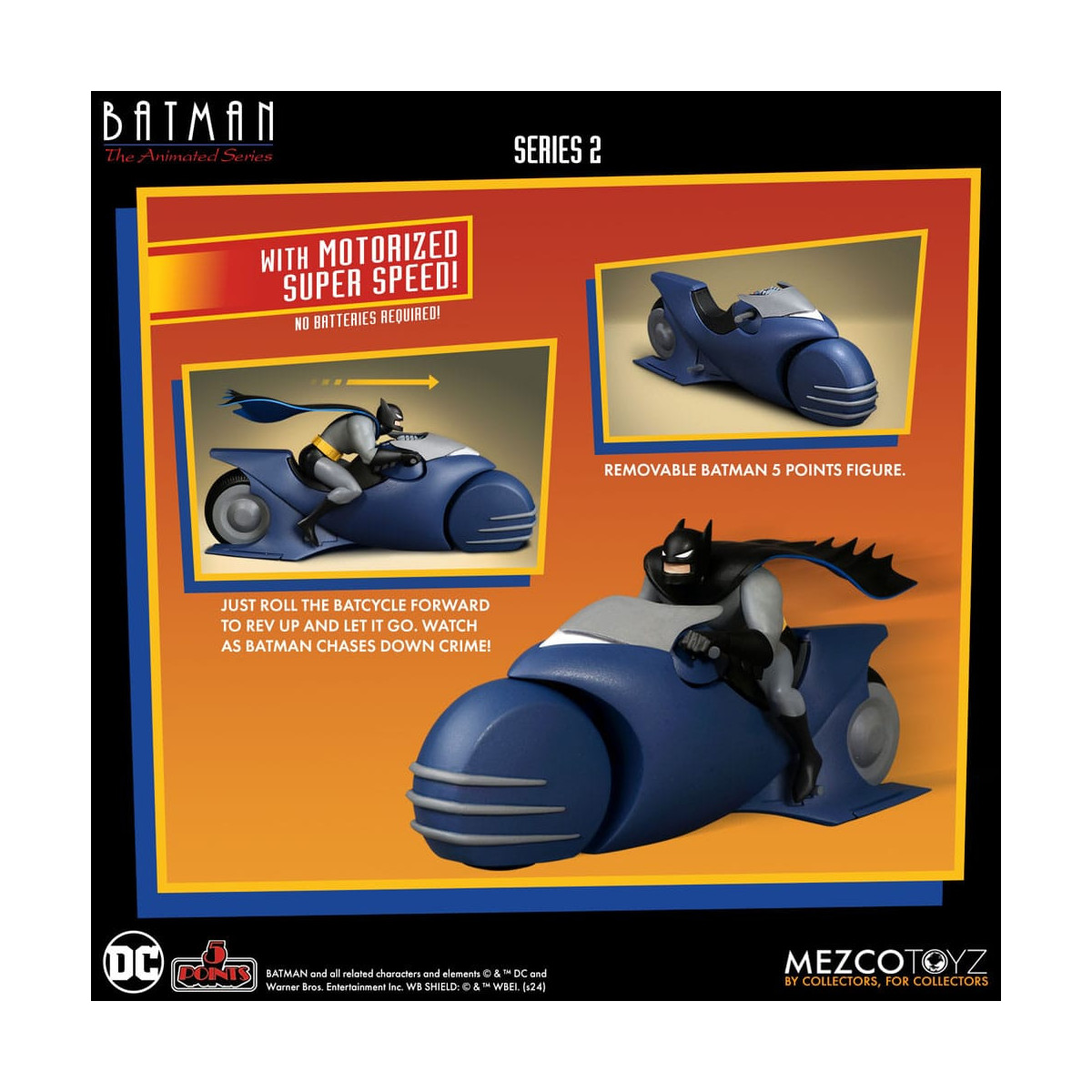 Mezco 5 Punkte - DC Comics Batman: The Animated Series - Batman & Batcycle - Serie 2
