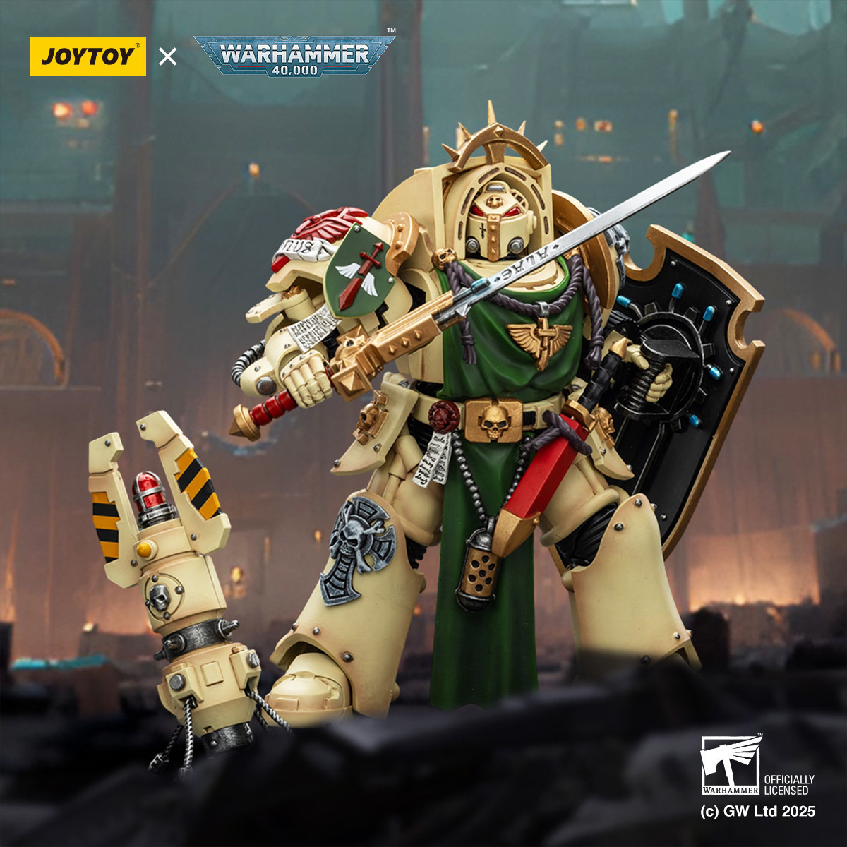 JoyToy Space Marines - Dark Angels - Deathwing Knight with Power Sword Storm Shield and teleport homer 1/18 - Warhammer 40K