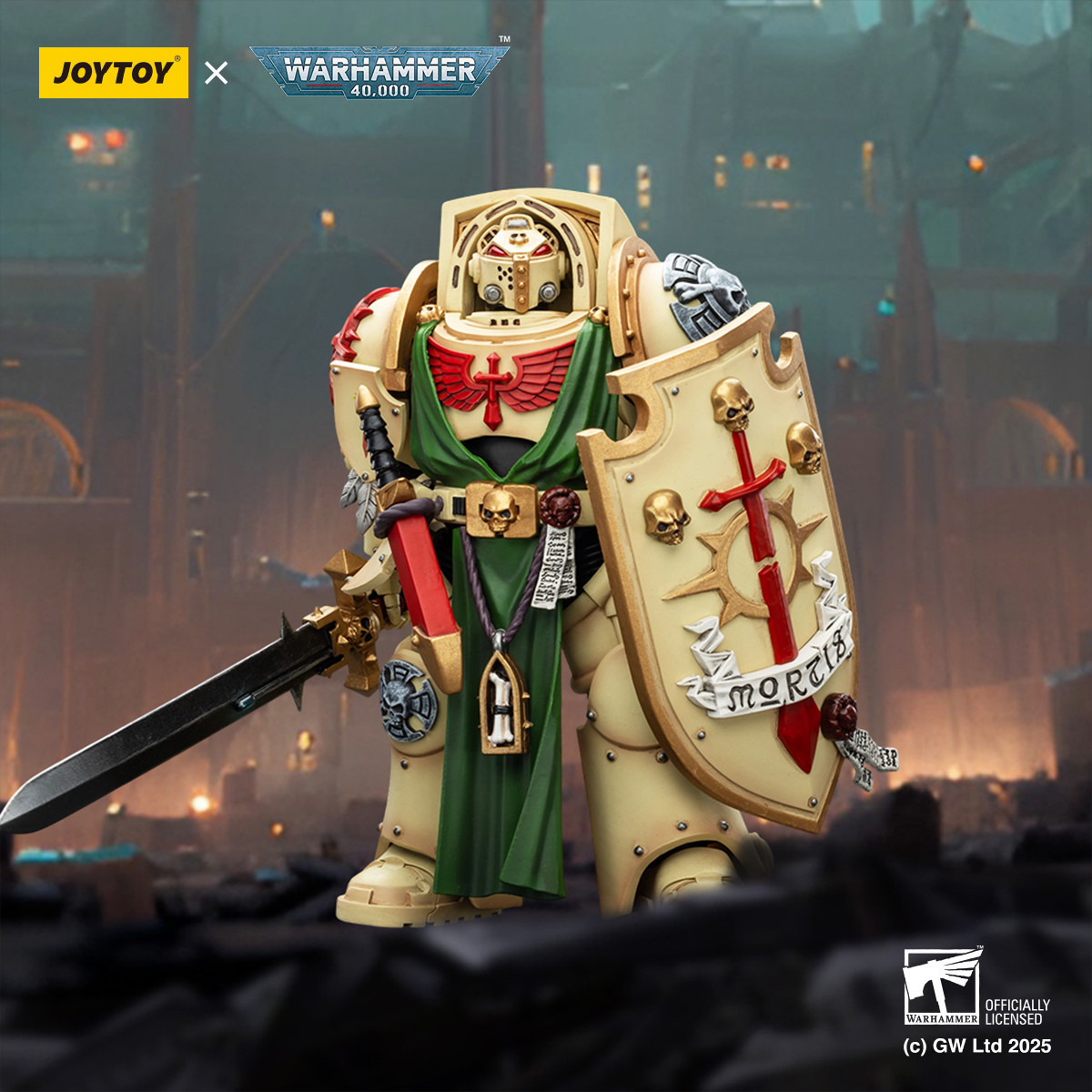 JoyToy Space Marines - Dark Angels - Deathwing Knight with Power Sword Storm Shield and teleport homer 1/18 - Warhammer 40K