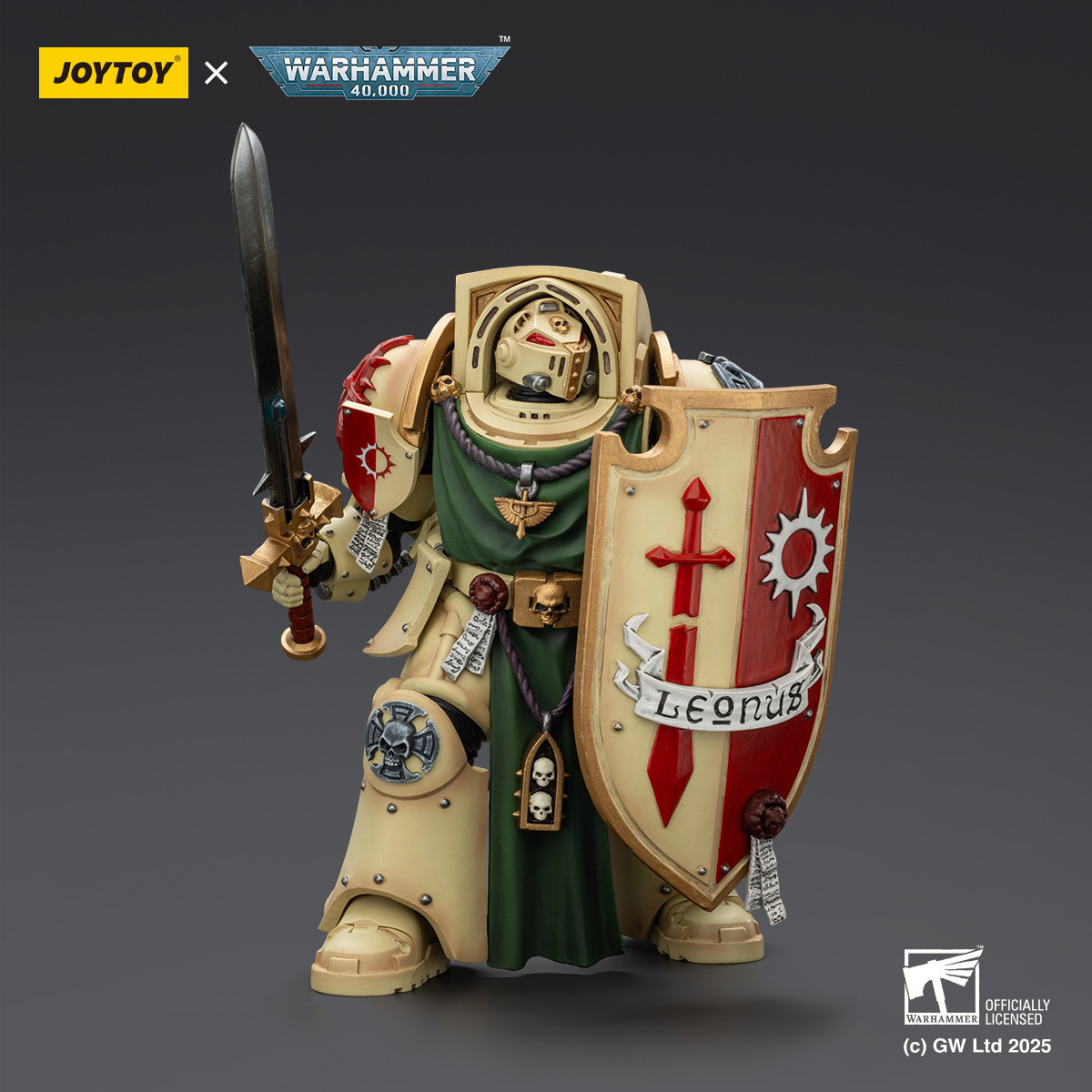 JoyToy Space Marines - Dark Angels - Deathwing Knight with Power Sword Storm Shield and Watcher in the Dark 1/18 - Warhammer 40k