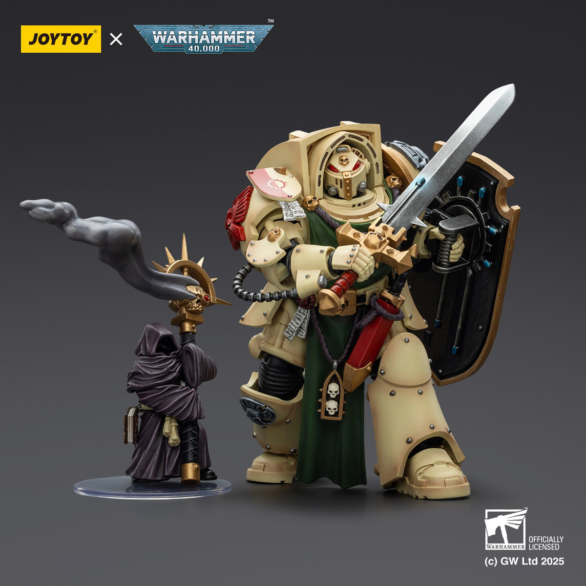 JoyToy Space Marines - Dark Angels - Deathwing Knight with Power Sword Storm Shield and Watcher in the Dark 1/18 - Warhammer 40k
