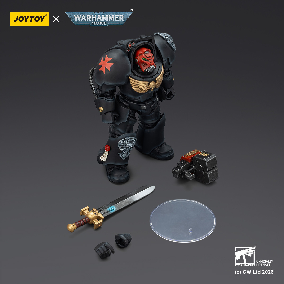 JoyToy Space Marines - Black Templars -Terminator 1 with Power Sword and Storm Bolter 1/18 - Warhammer 40K