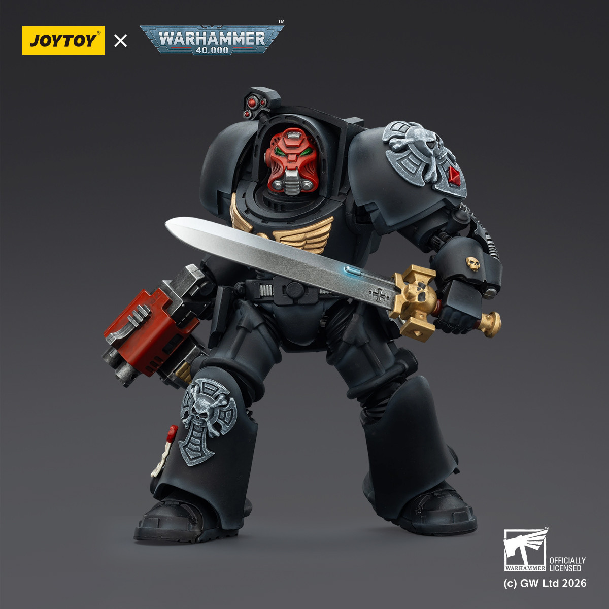 JoyToy Space Marines - Black Templars -Terminator 1 with Power Sword and Storm Bolter 1/18 - Warhammer 40K