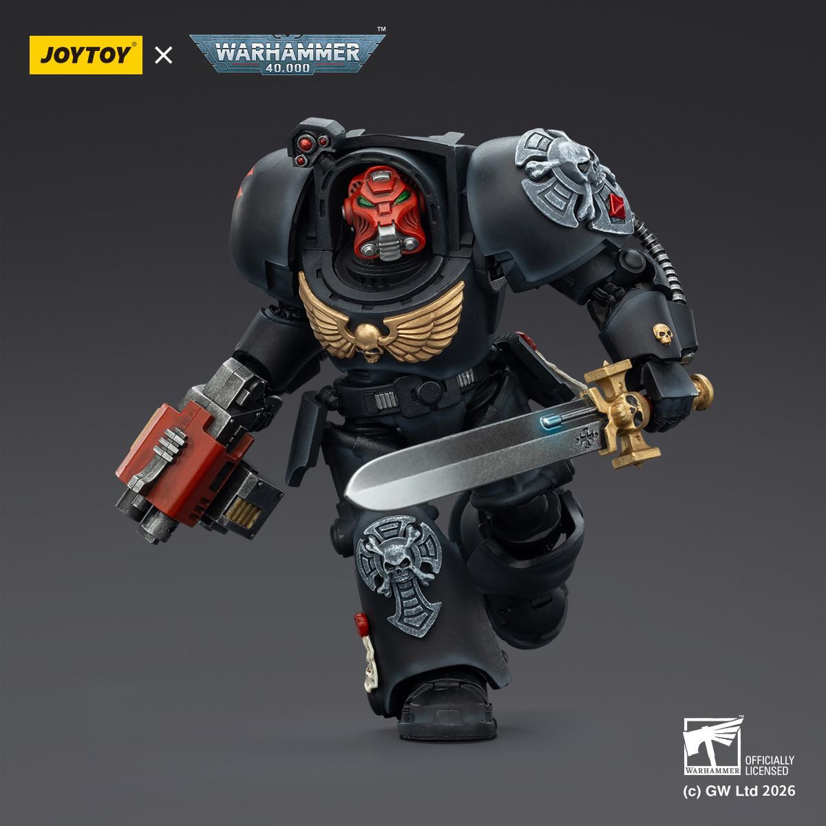 JoyToy Space Marines - Black Templars -Terminator 1 with Power Sword and Storm Bolter 1/18 - Warhammer 40K