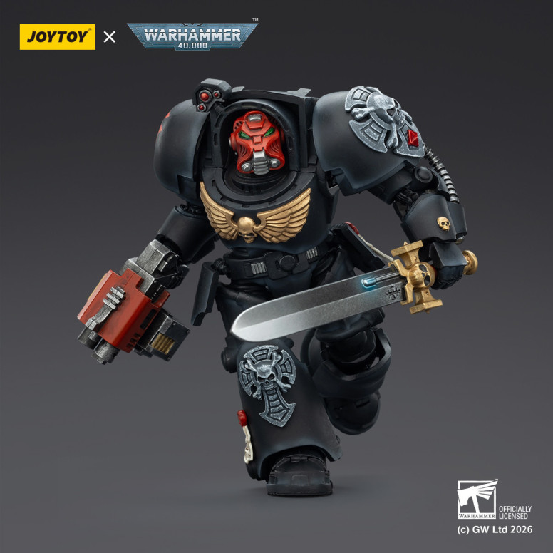 JoyToy Space Marines - Black Templars -Terminator 1 with Power Sword and Storm Bolter 1/18 - Warhammer 40K