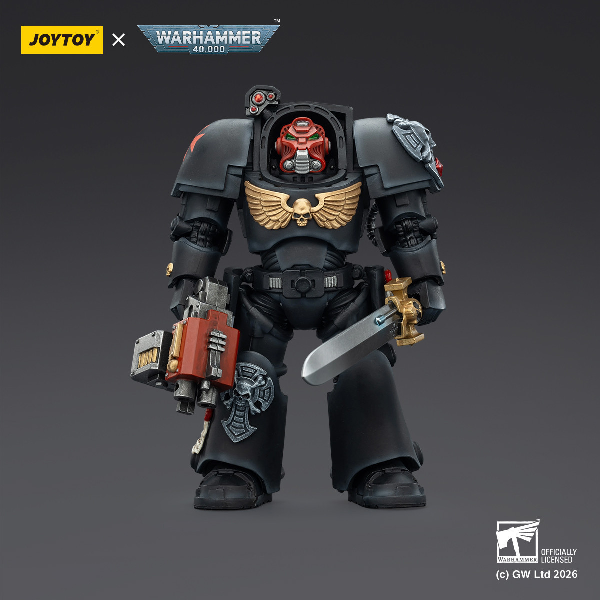 JoyToy Space Marines - Black Templars -Terminator 1 with Power Sword and Storm Bolter 1/18 - Warhammer 40K