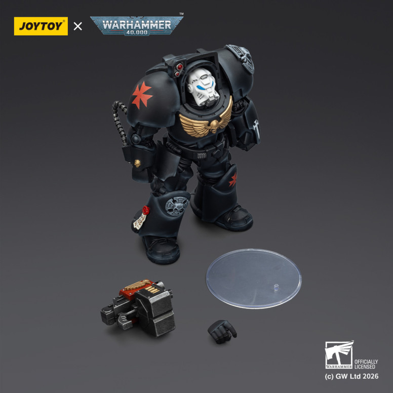 JoyToy Space Marines - Black Templars -Terminator 2 with Power Fist and Storm Bolter 1/18 - Warhammer 40K