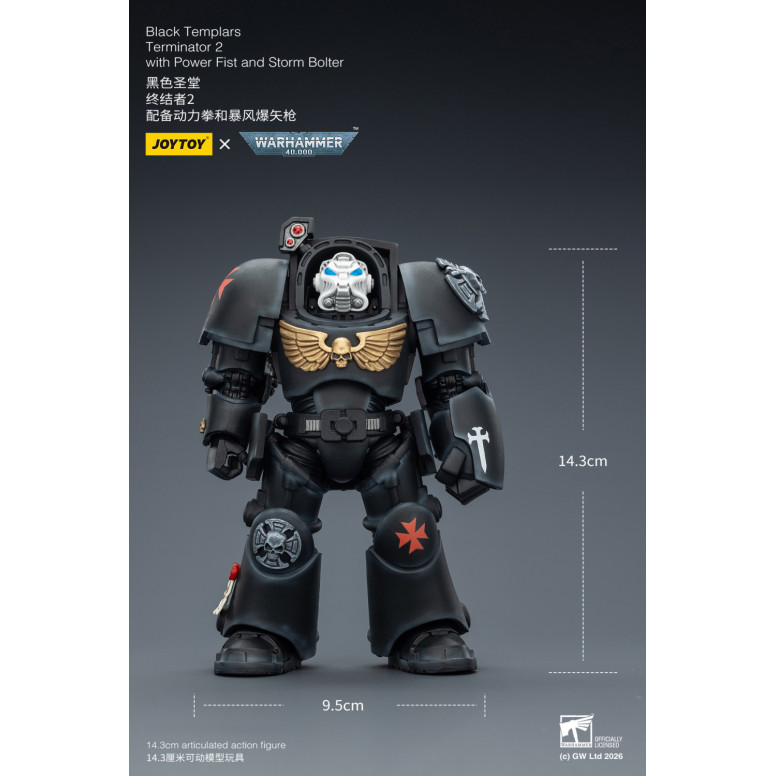 JoyToy Space Marines - Black Templars -Terminator 2 with Power Fist and Storm Bolter 1/18 - Warhammer 40K