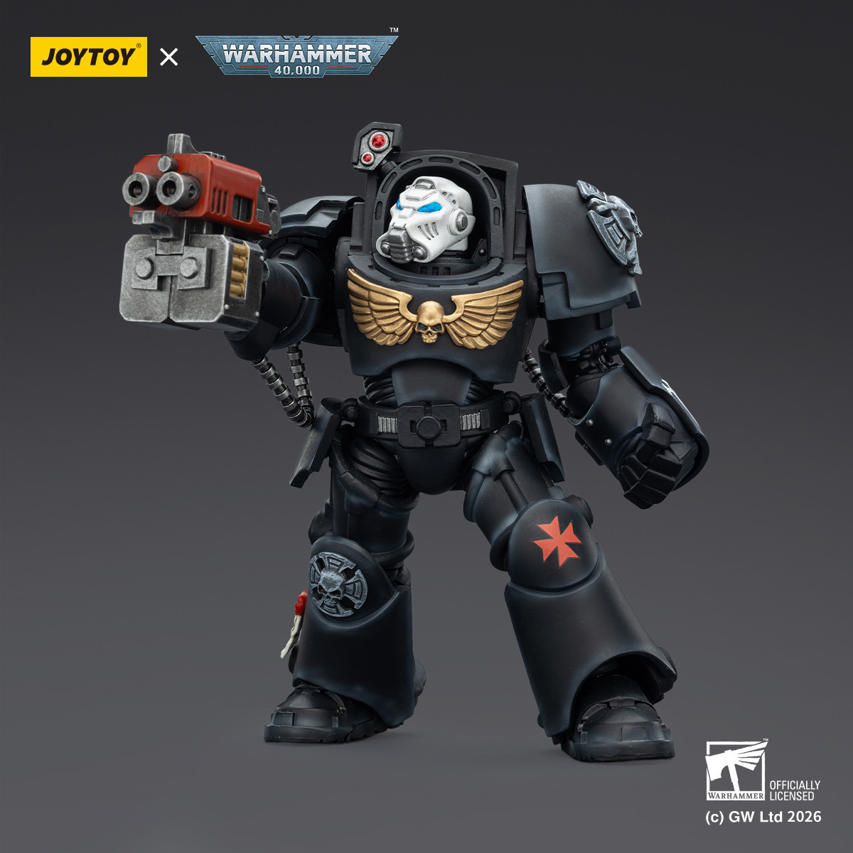 JoyToy Space Marines - Black Templars -Terminator 2 with Power Fist and Storm Bolter 1/18 - Warhammer 40K