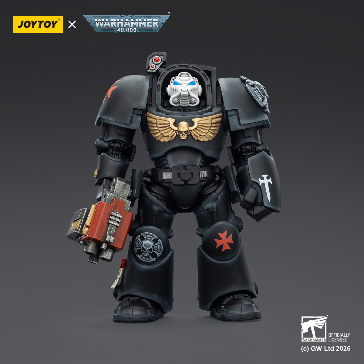 JoyToy Space Marines - Black Templars -Terminator 2 with Power Fist and Storm Bolter 1/18 - Warhammer 40K
