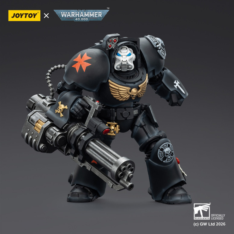 JoyToy Space Marines - Black Templars - Terminator 3 with Power Fist and Assault Cannon 1/18 - Warhammer 40K