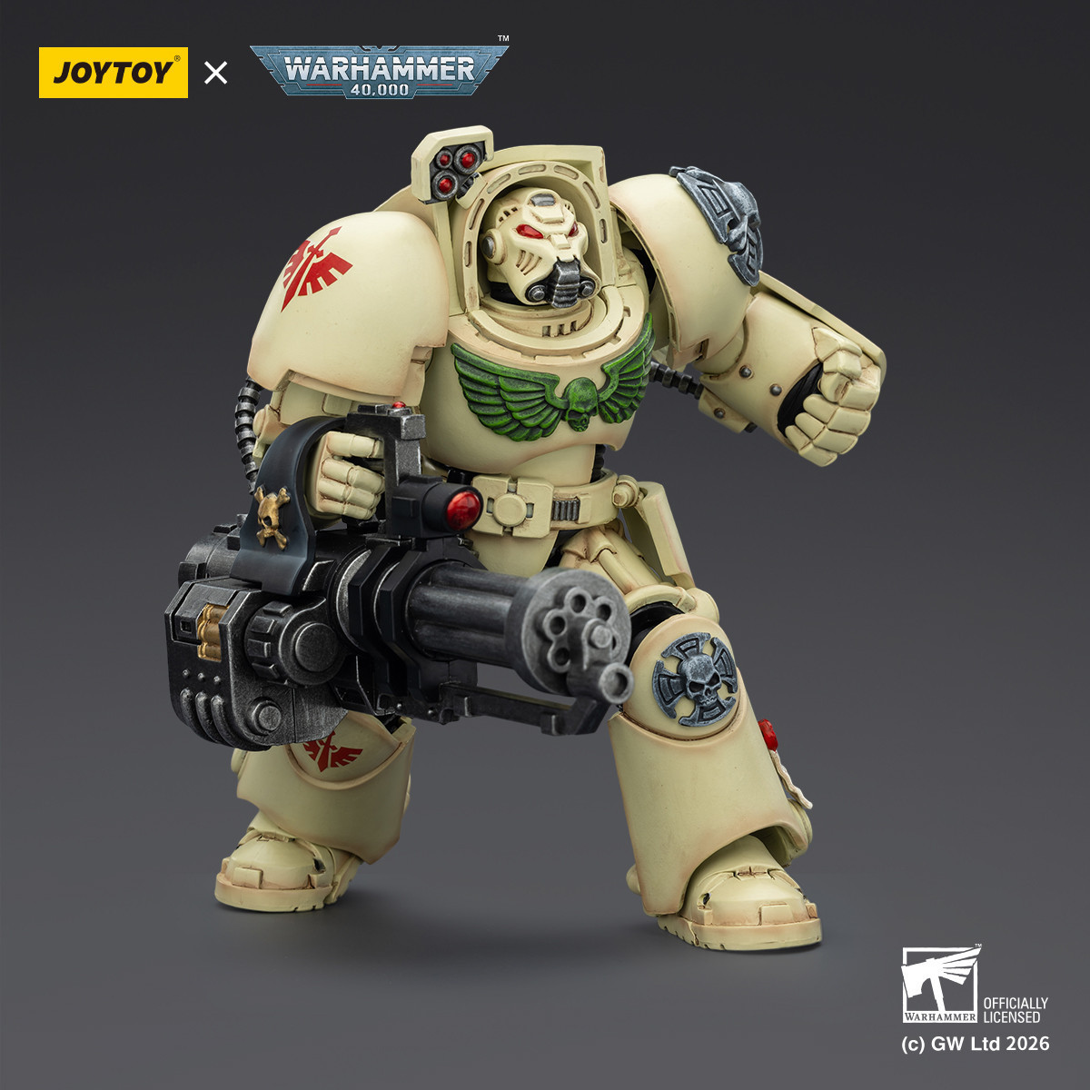 JoyToy Space Marines - Dark Angels - Deathwing Terminator 3 with Power Fist and Assault Cannon 1/18 - Warhammer 40k