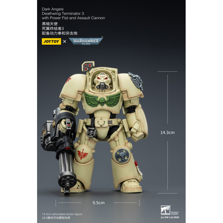 JoyToy Space Marines - Dark Angels - Deathwing Terminator 3 with Power Fist and Assault Cannon 1/18 - Warhammer 40k
