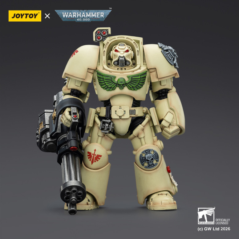 JoyToy Space Marines - Dark Angels - Deathwing Terminator 3 with Power Fist and Assault Cannon 1/18 - Warhammer 40k