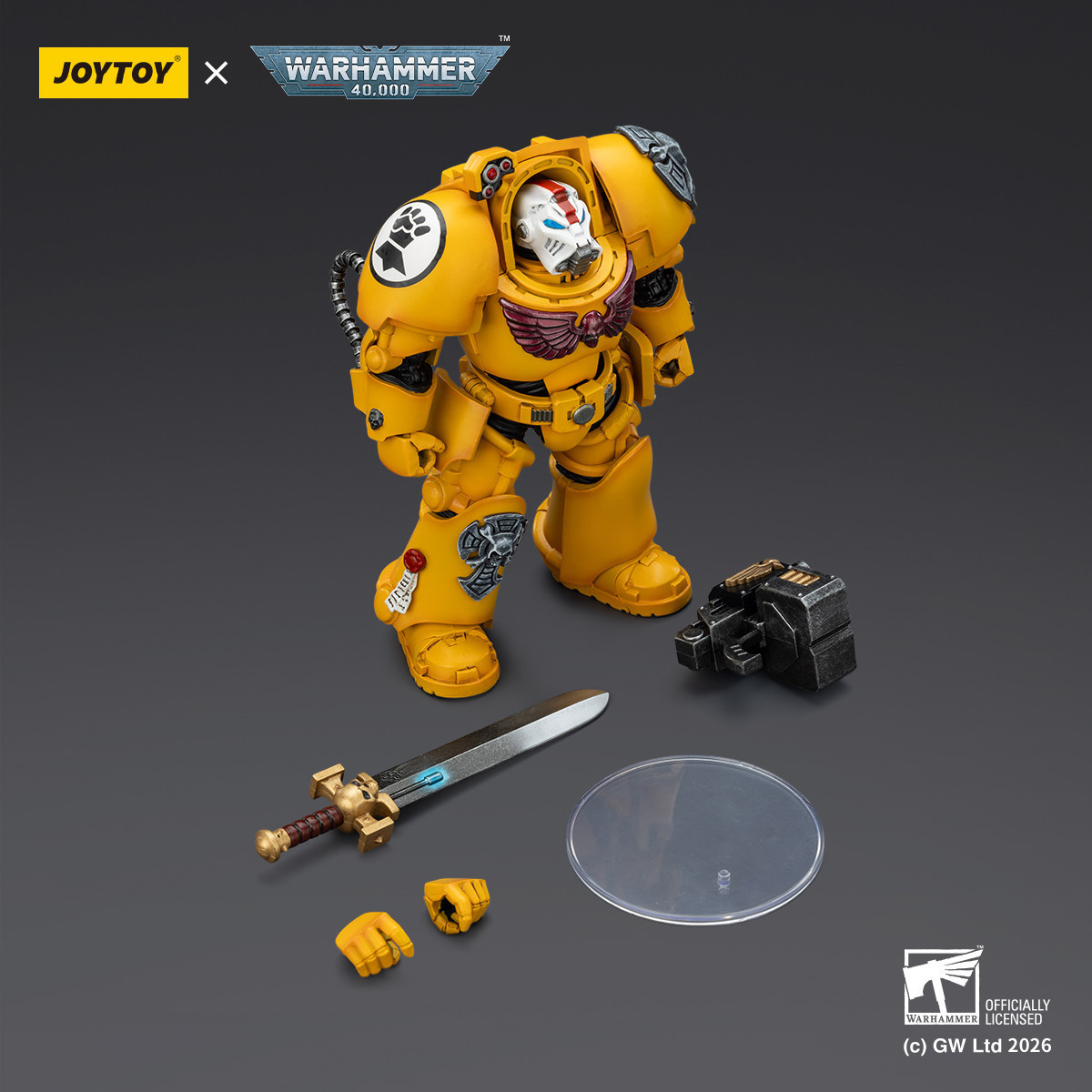 JoyToy Space Marines - Imperial Fists - Terminator 1 with Power Sword and Storm Bolter 1/18 - Warhammer 40k