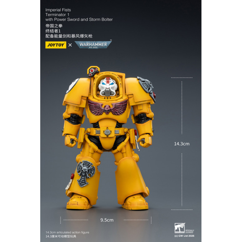 JoyToy Space Marines - Imperial Fists - Terminator 1 with Power Sword and Storm Bolter 1/18 - Warhammer 40k