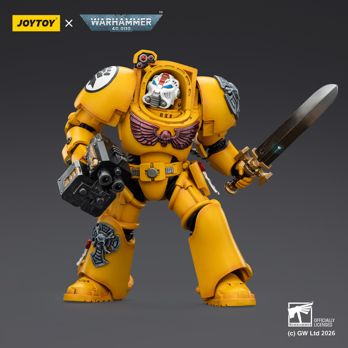 JoyToy Space Marines - Imperial Fists - Terminator 1 with Power Sword and Storm Bolter 1/18 - Warhammer 40k