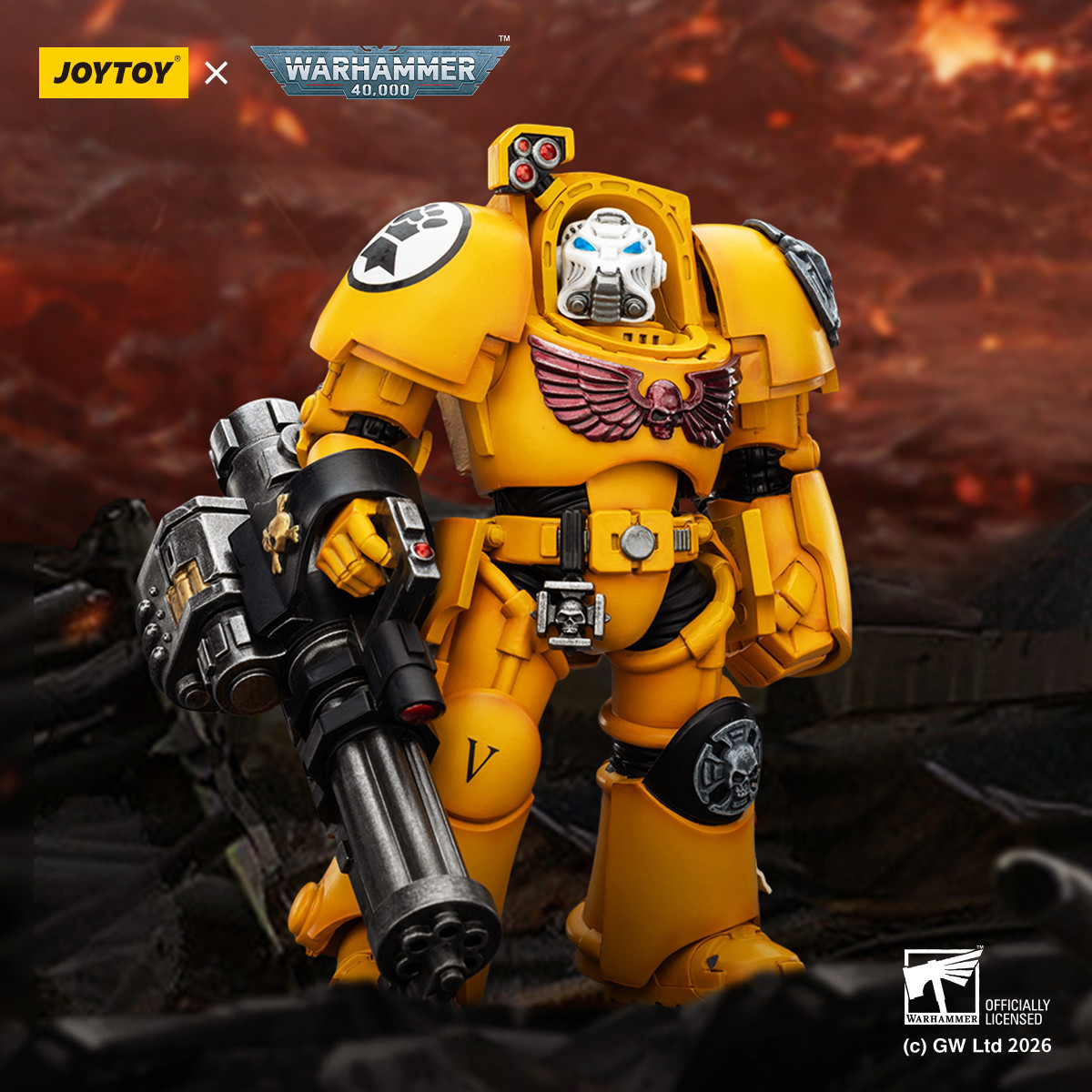 JoyToy Space Marines - Imperial Fists - Terminator 3 with Power Fist and Assault Cannon 1/18 - Warhammer 40k