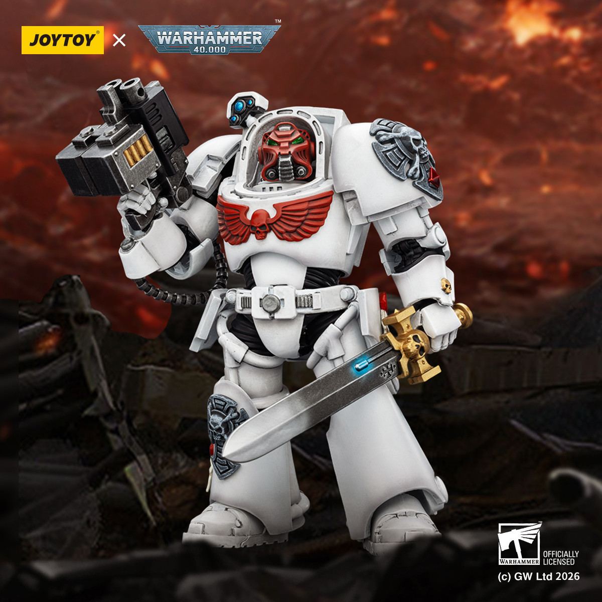 JoyToy Space Marines - White Scars - Terminator 1 with Power Sword and Storm Bolter 1/18 - Warhammer 40k