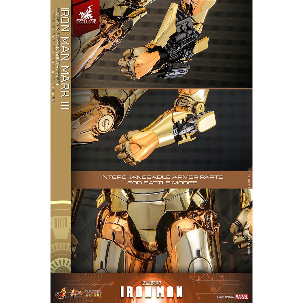 Hot Toys Marvel - Iron Man Mark III (Golden & Copper Gold Version) Die Cast MMS 1/6 - Hot Toys Exclusive