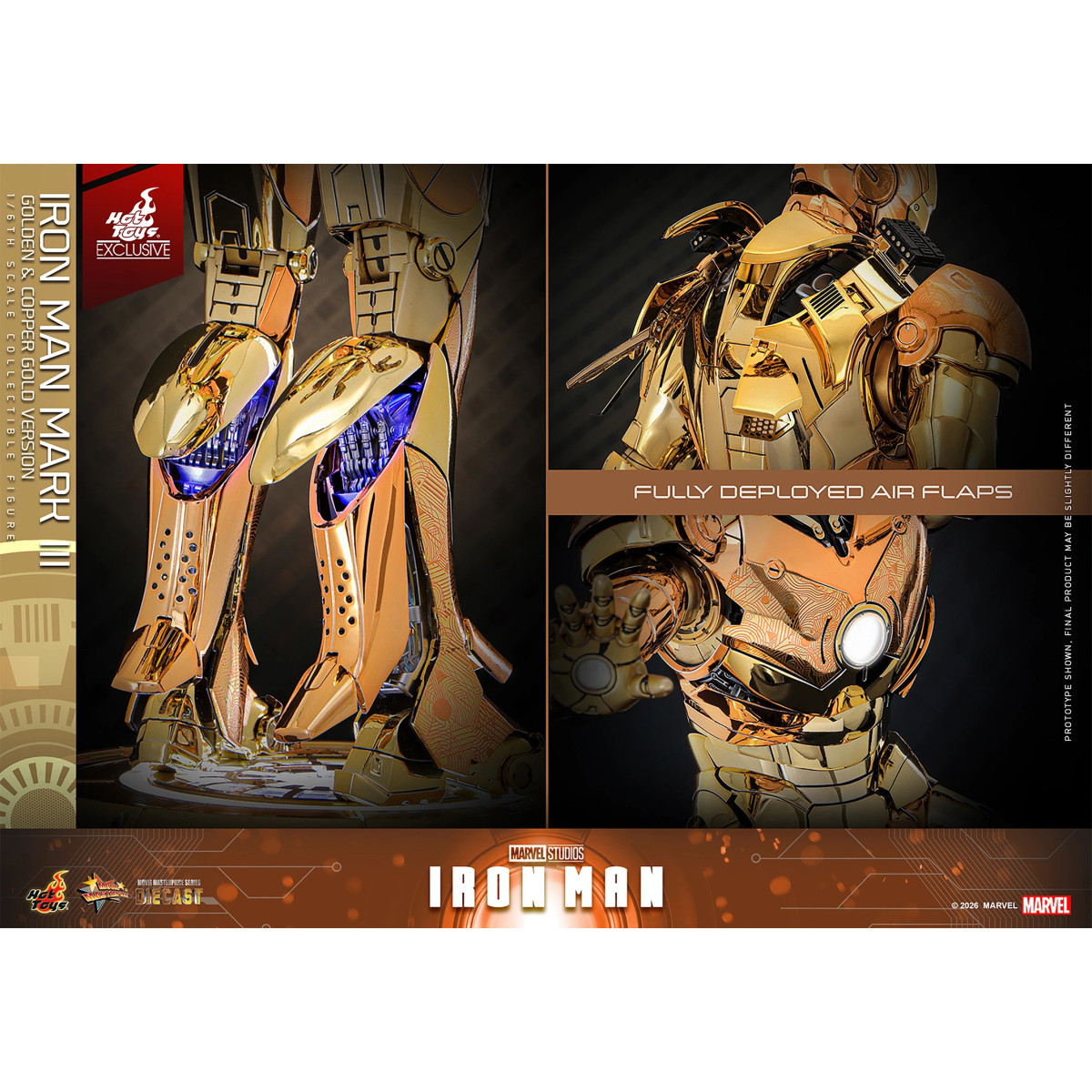 Hot Toys Marvel - Iron Man Mark III (Golden & Copper Gold Version) Die Cast MMS 1/6 - Hot Toys Exclusive