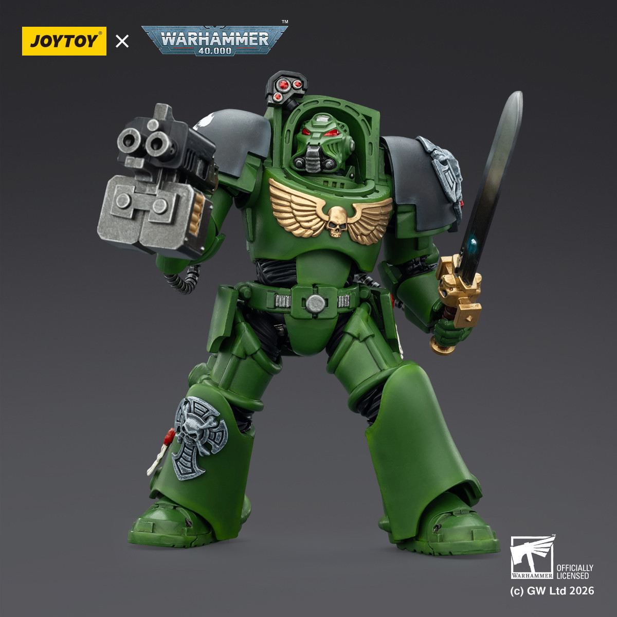 JoyToy Space Marines - Salamanders - Terminator 1 with Power Sword and Storm Bolter 1/18 - Warhammer 40k