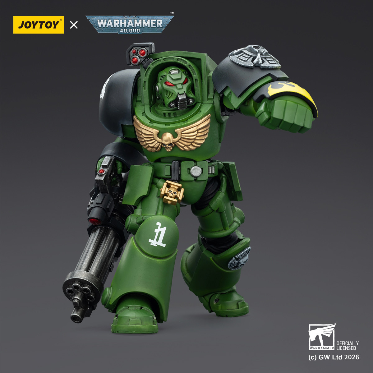 JoyToy Space Marines - Salamanders - Terminator 3 with Power Fist and Assault Cannon 1/18 - Warhammer 40k