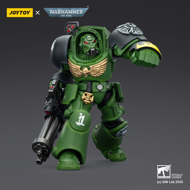 JoyToy Space Marines - Salamanders - Terminator 3 with Power Fist and Assault Cannon 1/18 - Warhammer 40k