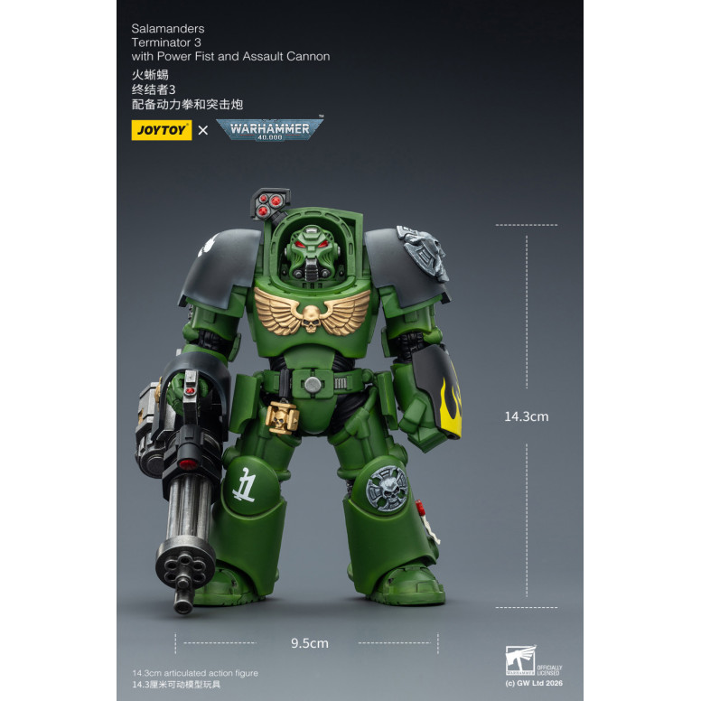 JoyToy Space Marines - Salamanders - Terminator 3 with Power Fist and Assault Cannon 1/18 - Warhammer 40k