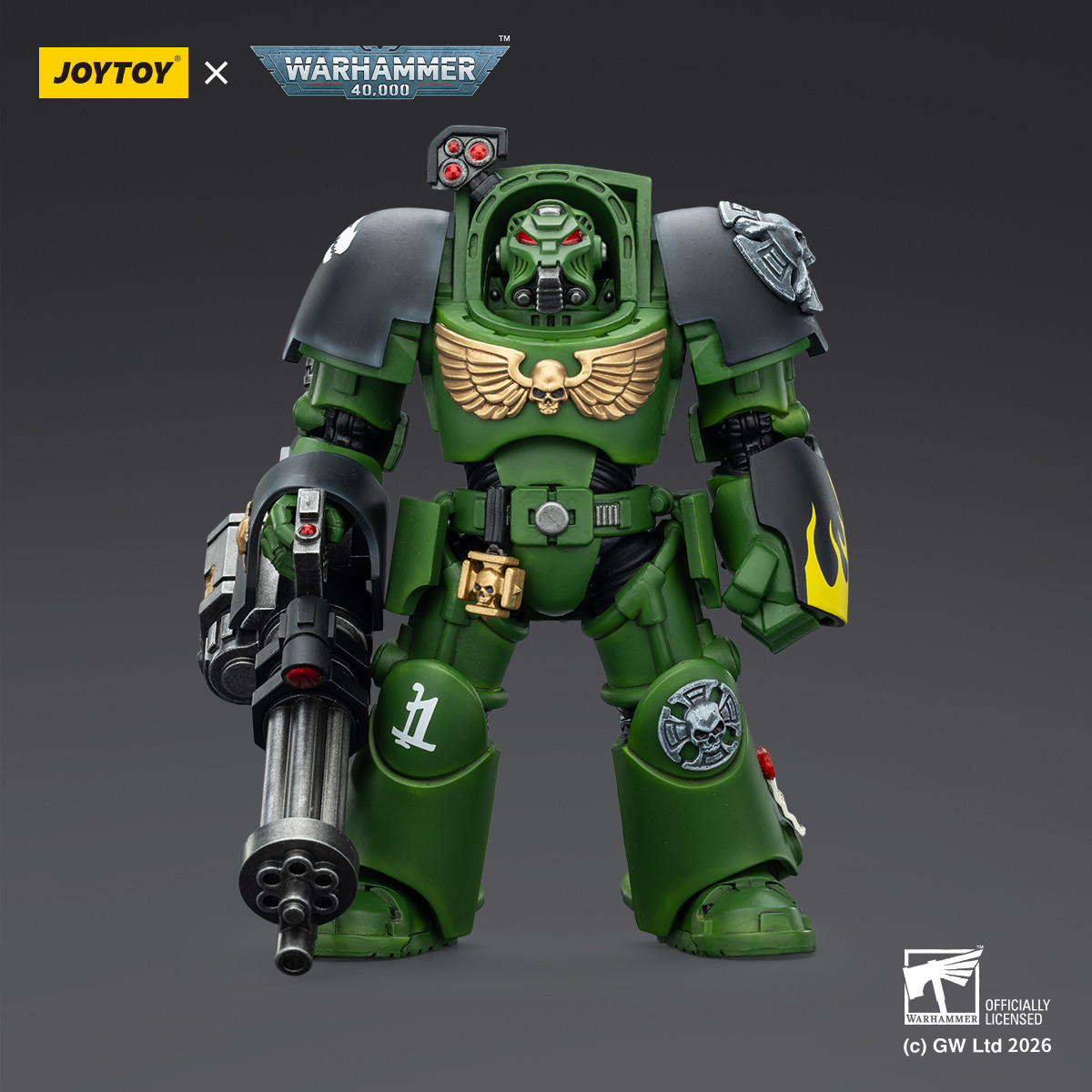 JoyToy Space Marines - Salamanders - Terminator 3 with Power Fist and Assault Cannon 1/18 - Warhammer 40k