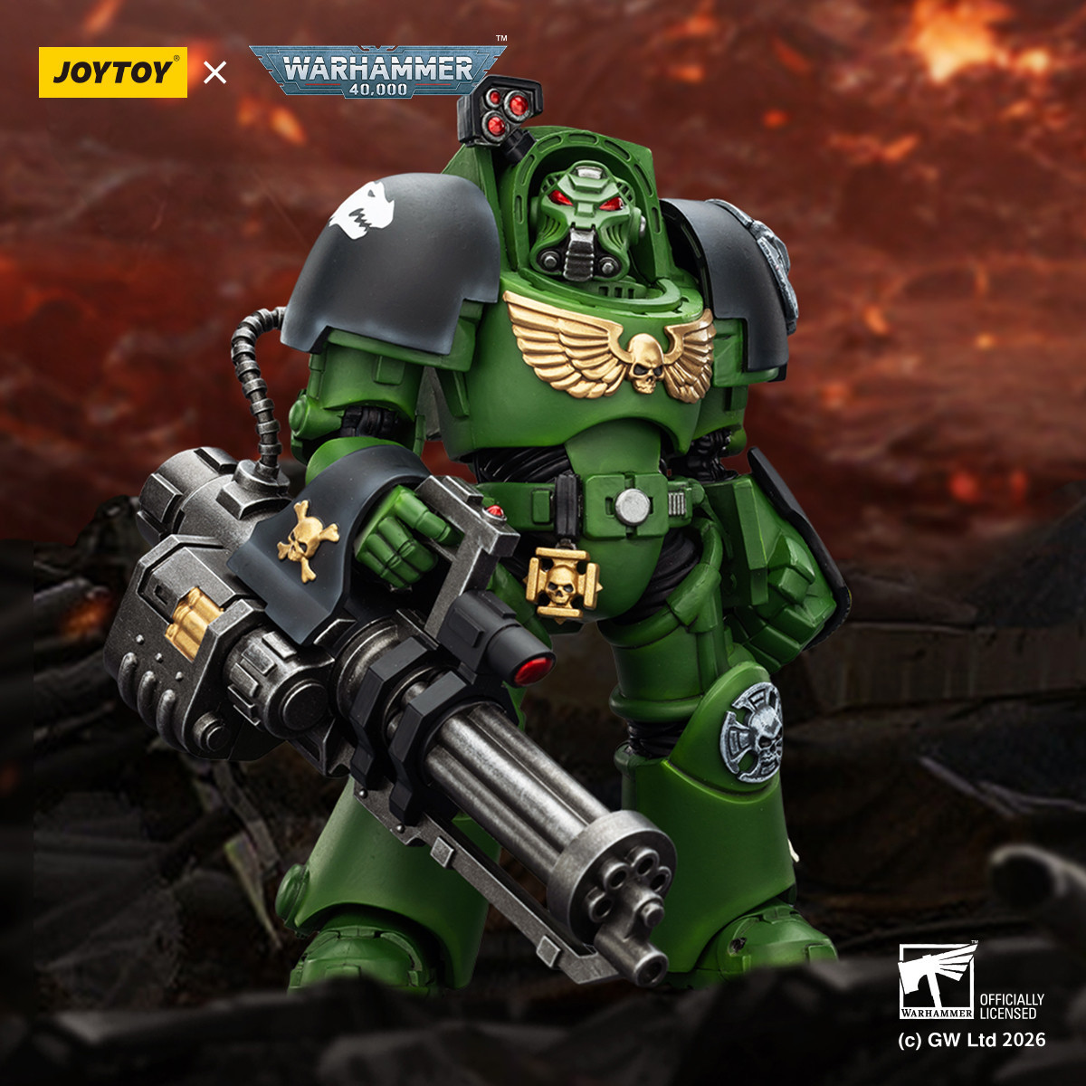 JoyToy Space Marines - Salamanders - Terminator 3 with Power Fist and Assault Cannon 1/18 - Warhammer 40k