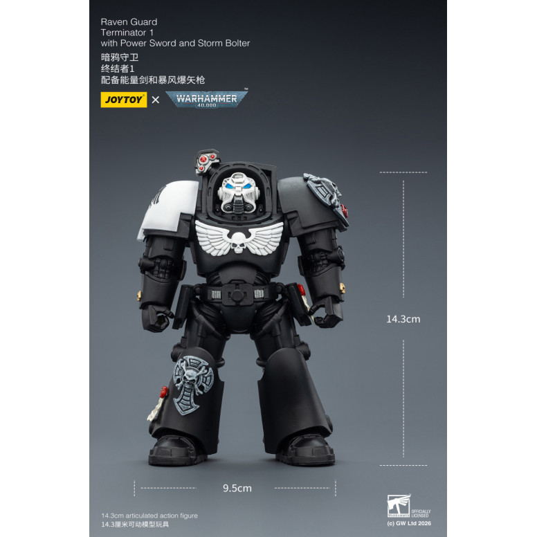 JoyToy Space Marines - Raven Guard - Terminator 1 with Power Sword and Storm Bolter 1/18 - Warhammer 40k