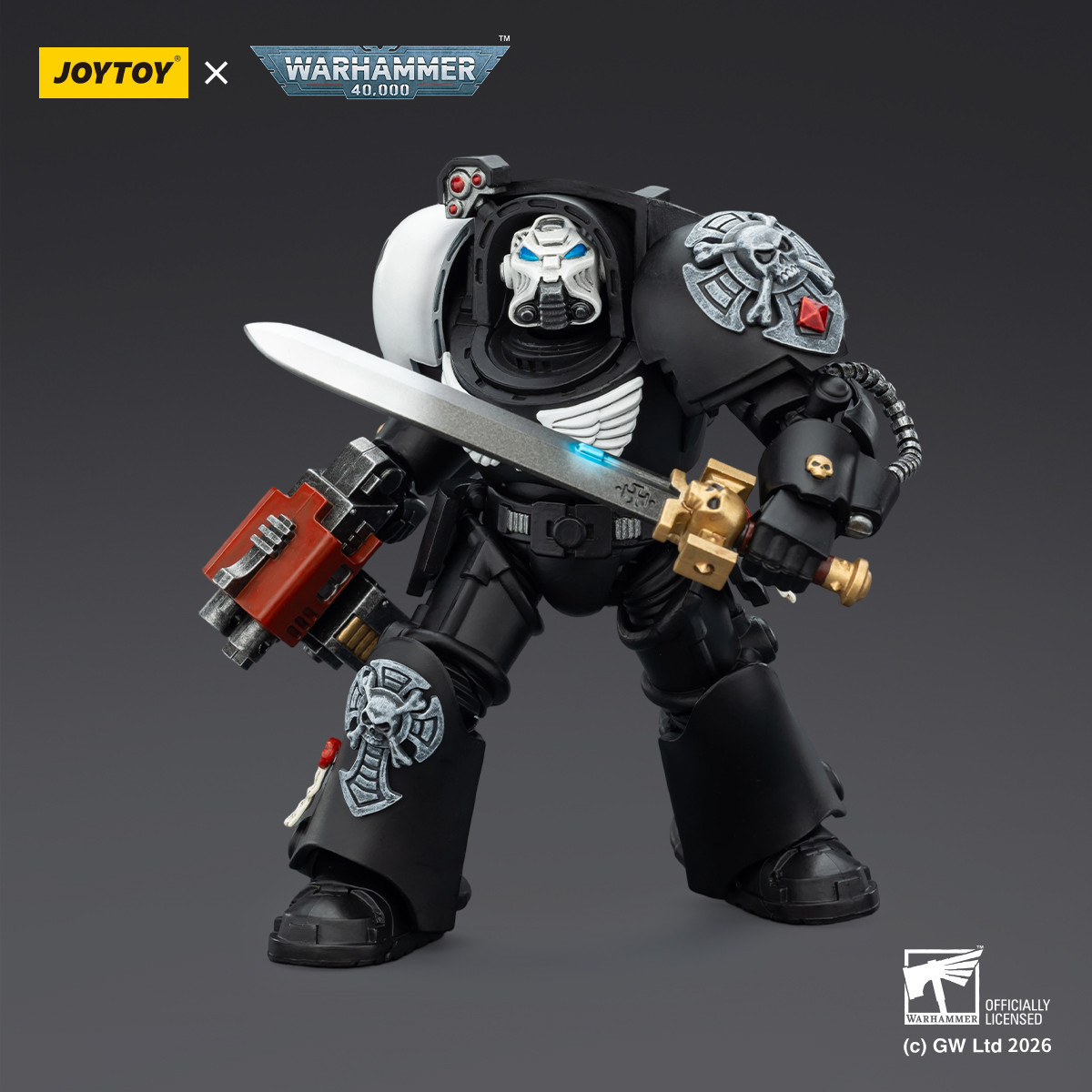 JoyToy Space Marines - Raven Guard - Terminator 1 with Power Sword and Storm Bolter 1/18 - Warhammer 40k