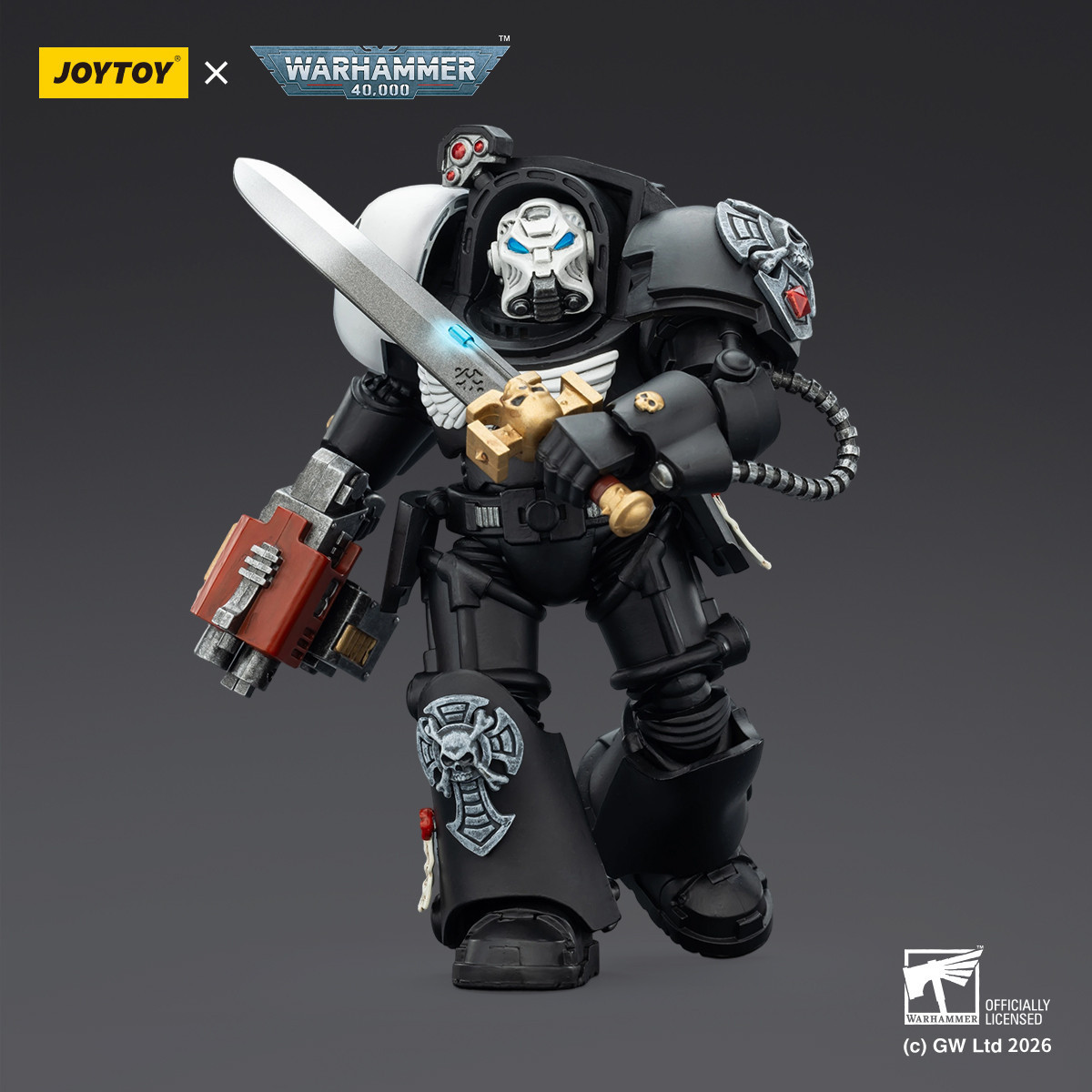 JoyToy Space Marines - Raven Guard - Terminator 1 with Power Sword and Storm Bolter 1/18 - Warhammer 40k