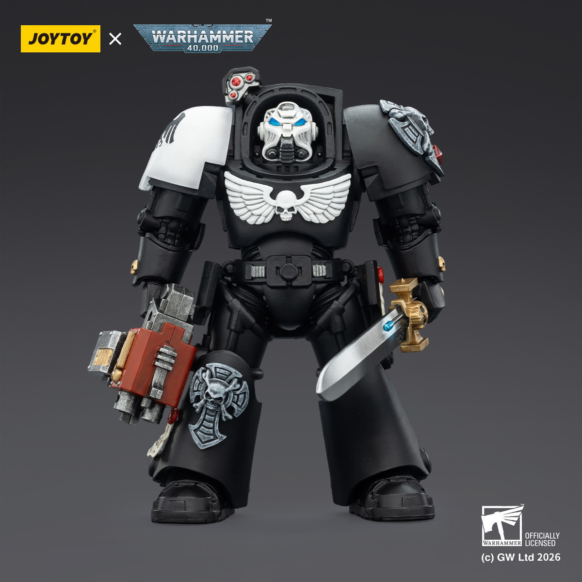 JoyToy Space Marines - Raven Guard - Terminator 1 with Power Sword and Storm Bolter 1/18 - Warhammer 40k