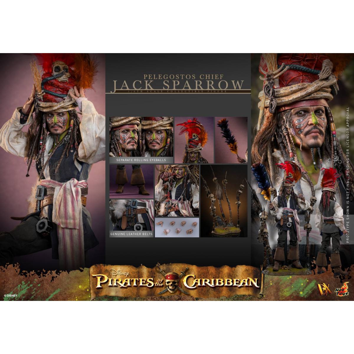 Hot Toys Pirates of the Caribbean - Pelegostos Chief Jack Sparrow MMS 1/6 - Dead Man's Chest