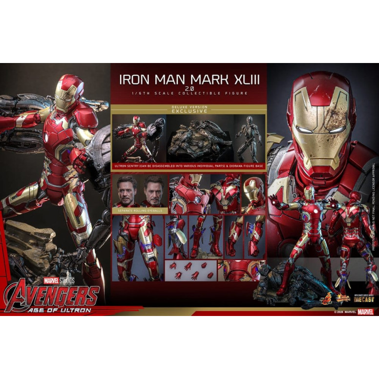Hot Toys Iron Man Avengers 2 Age of Ultron - Iron Man Mark XLIII (2.0) Deluxe Version Die Cast MMS 1/6