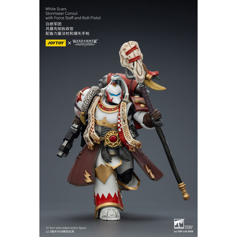 JoyToy Space Marines - White Scars - Stormseer Consul with Force Staff and Bolt Pistol 1/18 - The Horus Heresy