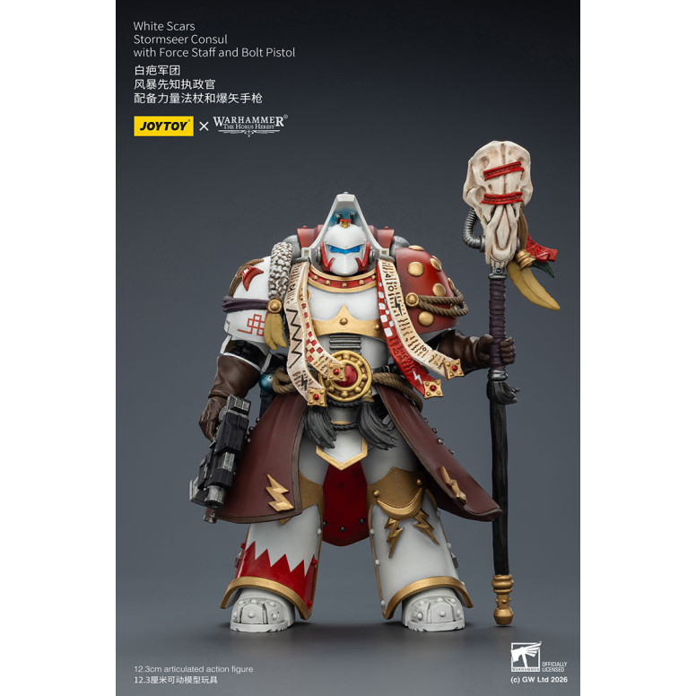 JoyToy Space Marines - White Scars - Stormseer Consul with Force Staff and Bolt Pistol 1/18 - The Horus Heresy