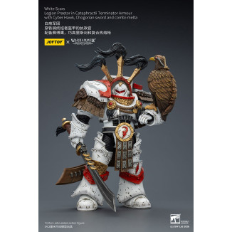 JoyToy - White Scars - Legion Praetor in Cataphractii Terminator Armour with Cyber Hawk, Chogorian sword and combi-melta 1/18