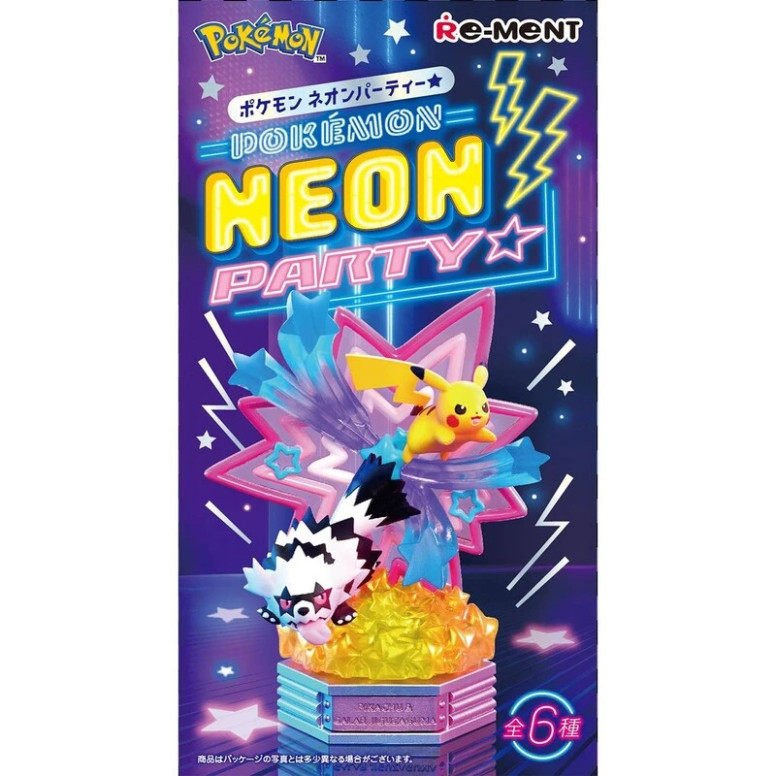 Re-Ment - Pokémon - NEON PARTY Set von 6 Figuren in Blind Box.