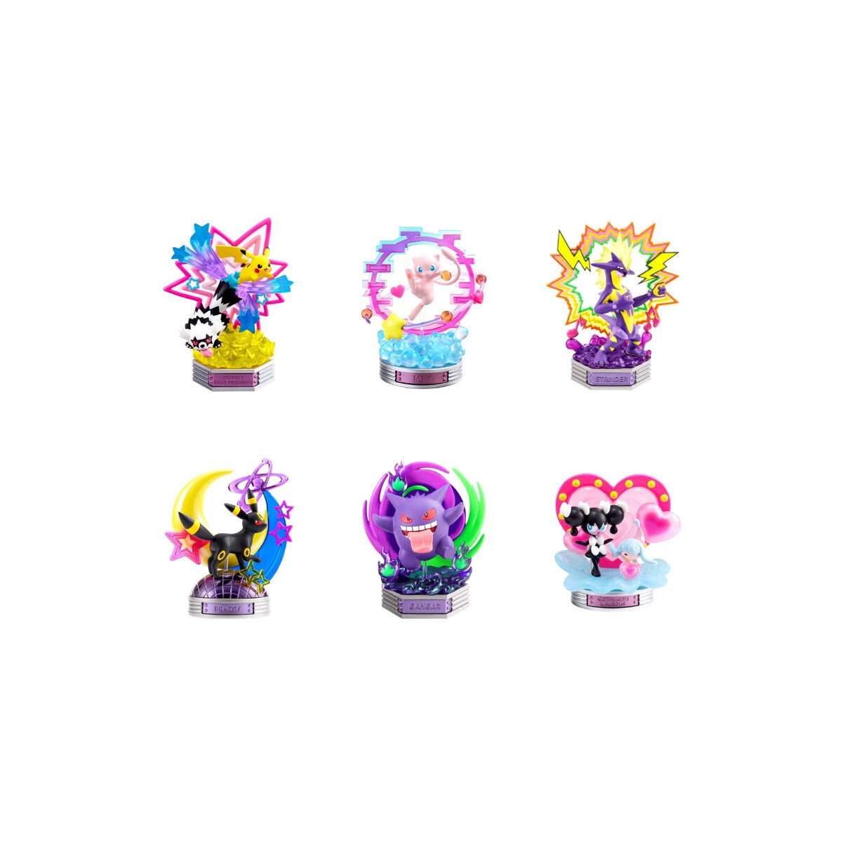 Re-Ment - Pokémon - NEON PARTY Set von 6 Figuren in Blind Box.