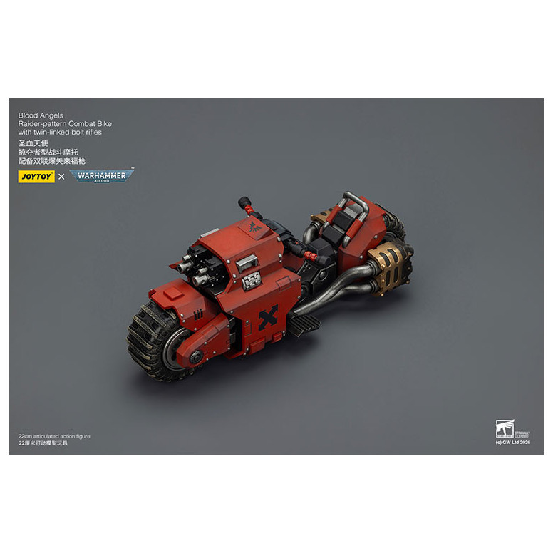 JoyToy Space Marines - Blood Angels Raider-pattern Combat Bike with twin-linked bolt rifles 1/18 - Warhammer 40K