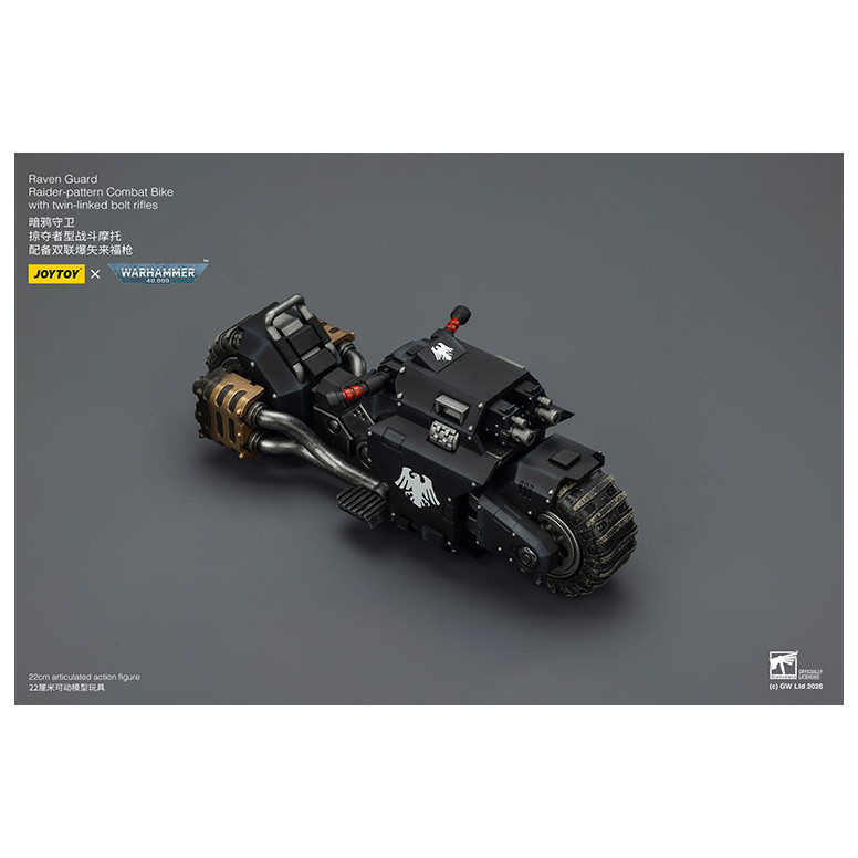JoyToy Space Marines - Raven Guard Raider-pattern Combat Bike with twin-linked bolt rifles 1/18 - Warhammer 40K