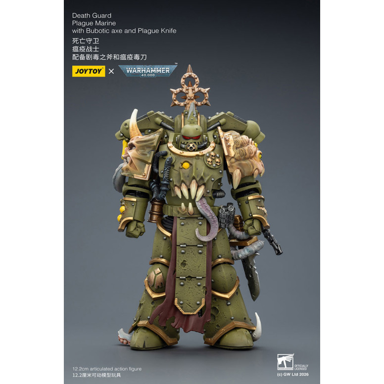 Joytoy - Death Guard - Plague Marine with Bubotic axe and Plague Knife 1/18 - Warhammer 40k