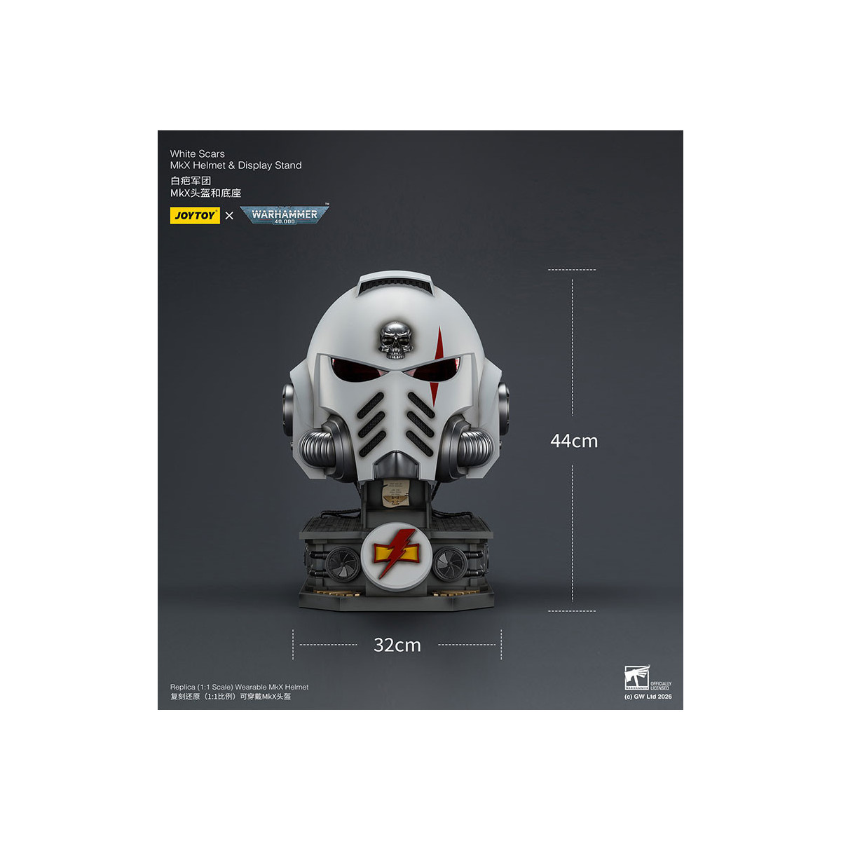 JoyToy - White Scars MkX Helmet & Display Stand 1/1
